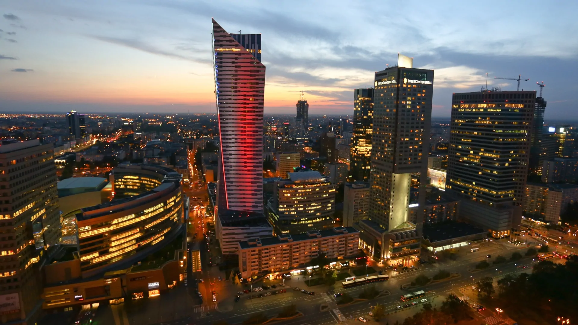 Warszawa centrum krajobraz wieżowce drapacze chmur Warsaw centre skyscrapers- landscape photo